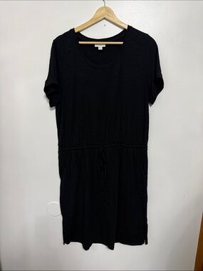 J. Jill Black Midi Dress with Drawstring Waist